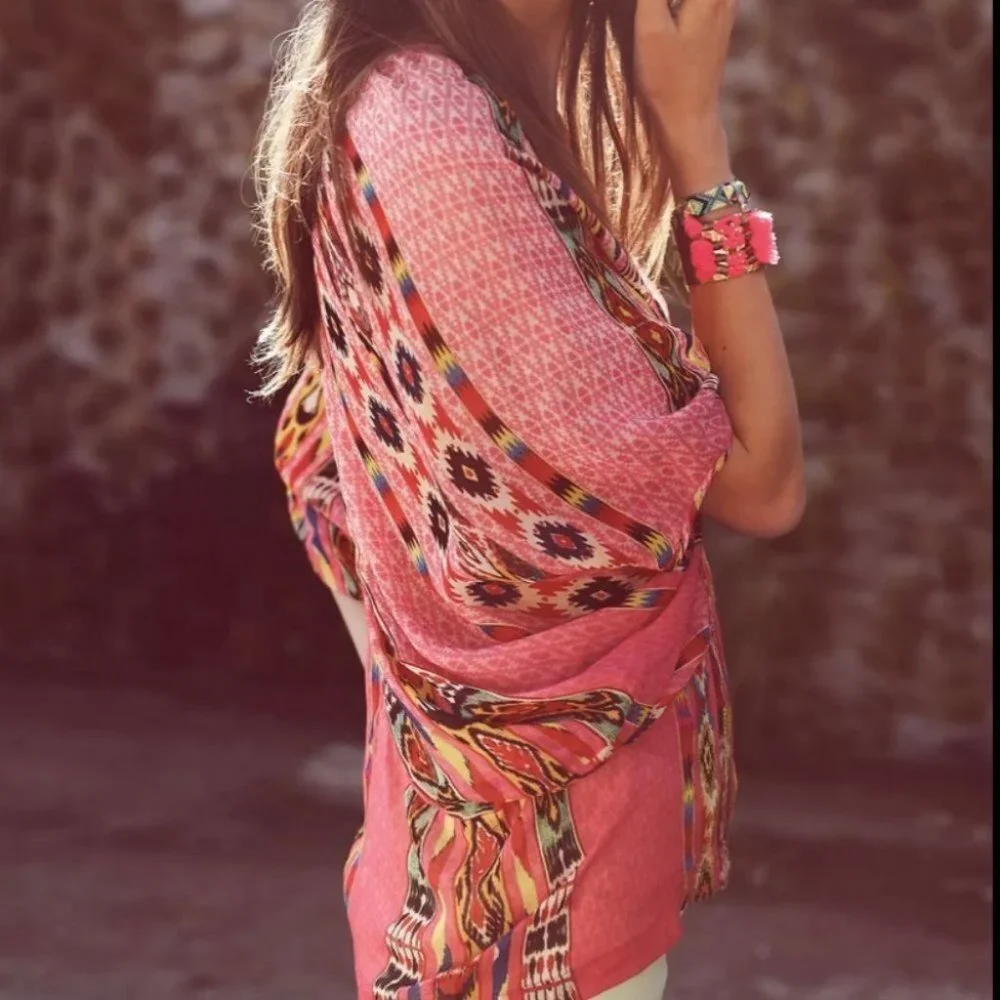 Anthropologie Tanvi Kedia Shivali Doman Sleeve‎ Top Pink Size XS Bohemian Boho - Picture 10 of 11